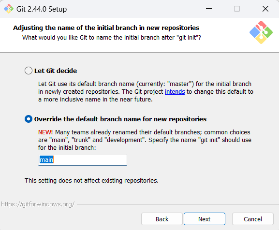 Git Bash Default Branch